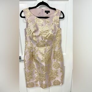 Tahari Gold Floral Mini Dress